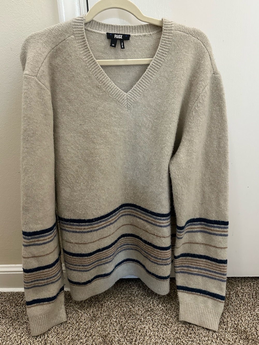 PAIGE Desert Morning Oversized Striped V-Neck Sweater